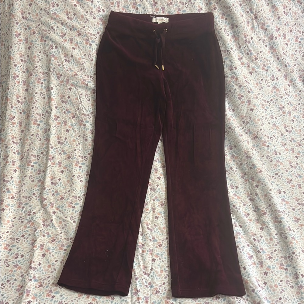 Burgundy Y2K Suede Sweatpants